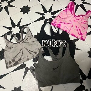Victoria's Secret Pink and Black Sports Bras Set